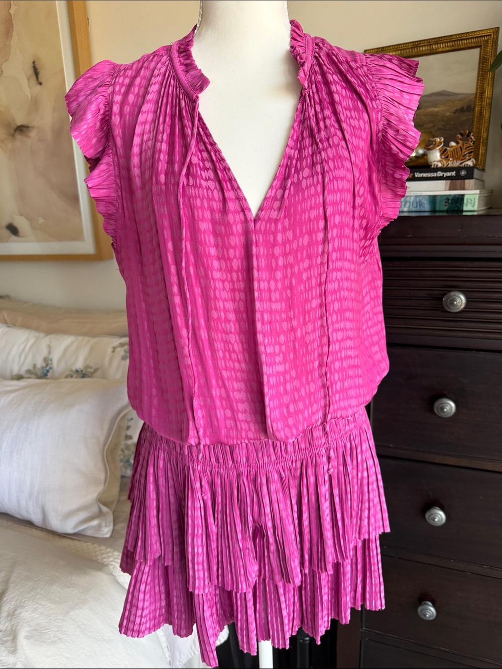 Current Air Bright Pink Dress with Textured Fabric - Size S